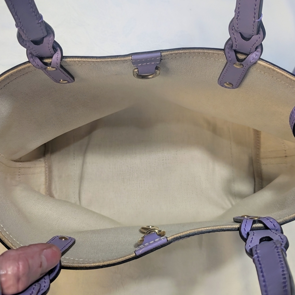 Gucci Monogram Craft Sm. Tote With Detachable Pouch - Beige With Lavender Trim🔥 - Picture 11 of 16